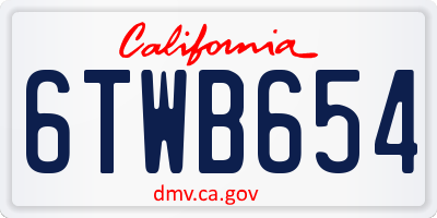 CA license plate 6TWB654