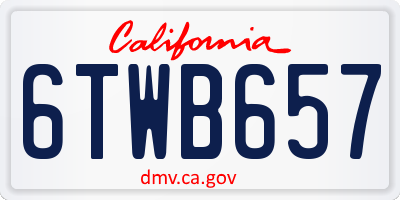 CA license plate 6TWB657