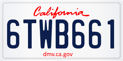CA license plate 6TWB661
