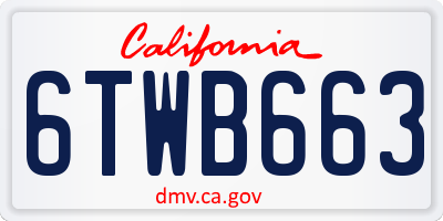 CA license plate 6TWB663
