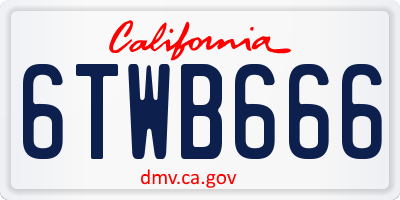 CA license plate 6TWB666