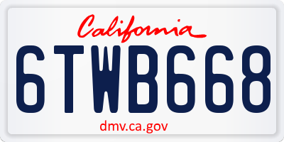 CA license plate 6TWB668