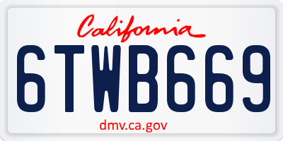 CA license plate 6TWB669