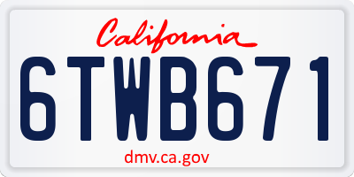 CA license plate 6TWB671