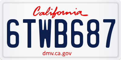 CA license plate 6TWB687