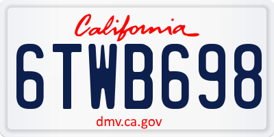 CA license plate 6TWB698