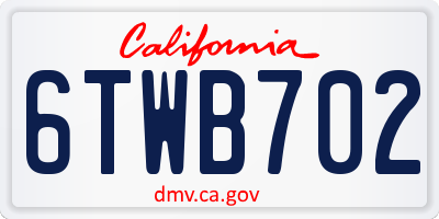 CA license plate 6TWB702