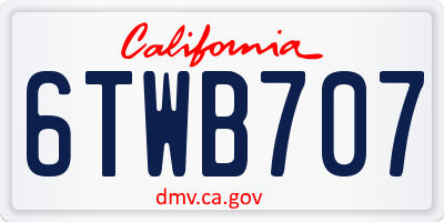 CA license plate 6TWB707