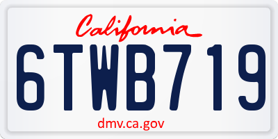 CA license plate 6TWB719