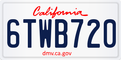 CA license plate 6TWB720