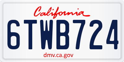 CA license plate 6TWB724