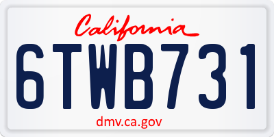 CA license plate 6TWB731