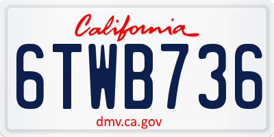 CA license plate 6TWB736