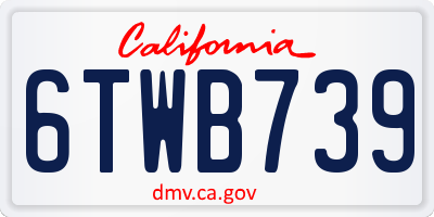 CA license plate 6TWB739