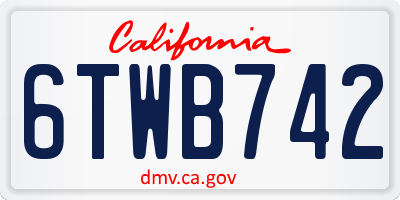 CA license plate 6TWB742