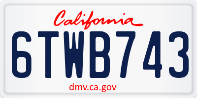CA license plate 6TWB743