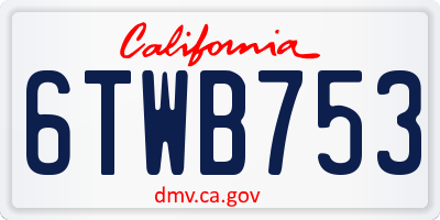 CA license plate 6TWB753