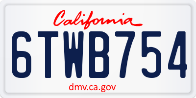 CA license plate 6TWB754