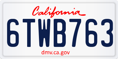CA license plate 6TWB763