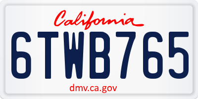 CA license plate 6TWB765