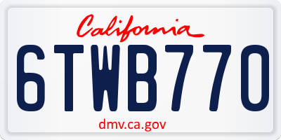 CA license plate 6TWB770