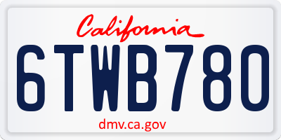 CA license plate 6TWB780