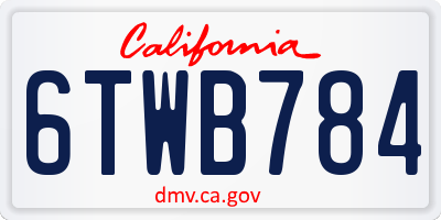 CA license plate 6TWB784
