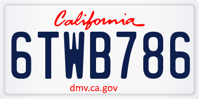 CA license plate 6TWB786