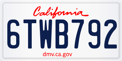 CA license plate 6TWB792