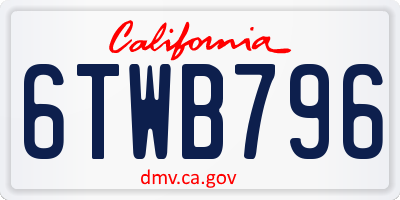 CA license plate 6TWB796