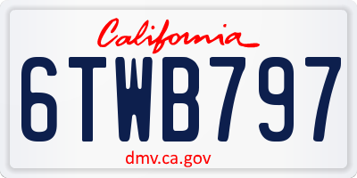 CA license plate 6TWB797