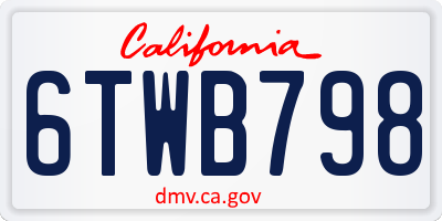 CA license plate 6TWB798
