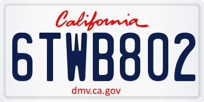 CA license plate 6TWB802