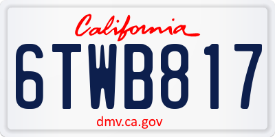 CA license plate 6TWB817