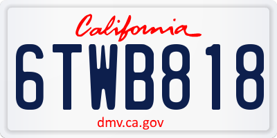 CA license plate 6TWB818