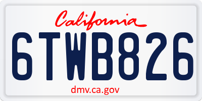 CA license plate 6TWB826