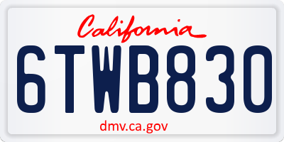 CA license plate 6TWB830