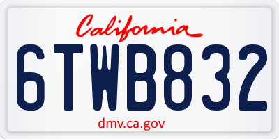 CA license plate 6TWB832