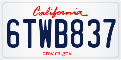 CA license plate 6TWB837