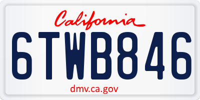 CA license plate 6TWB846