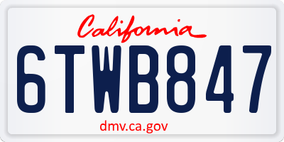 CA license plate 6TWB847