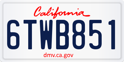CA license plate 6TWB851