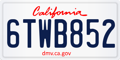 CA license plate 6TWB852