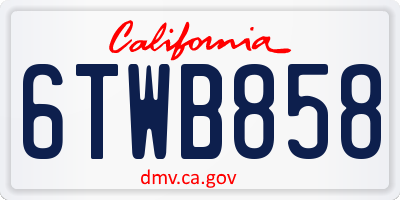 CA license plate 6TWB858