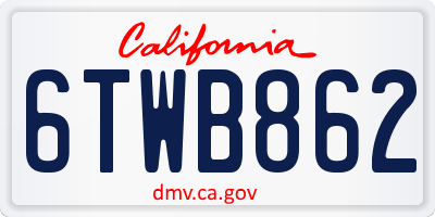 CA license plate 6TWB862