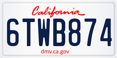 CA license plate 6TWB874