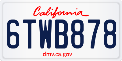 CA license plate 6TWB878