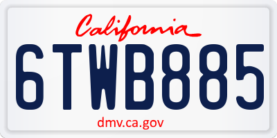 CA license plate 6TWB885
