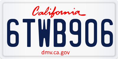 CA license plate 6TWB906