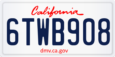 CA license plate 6TWB908